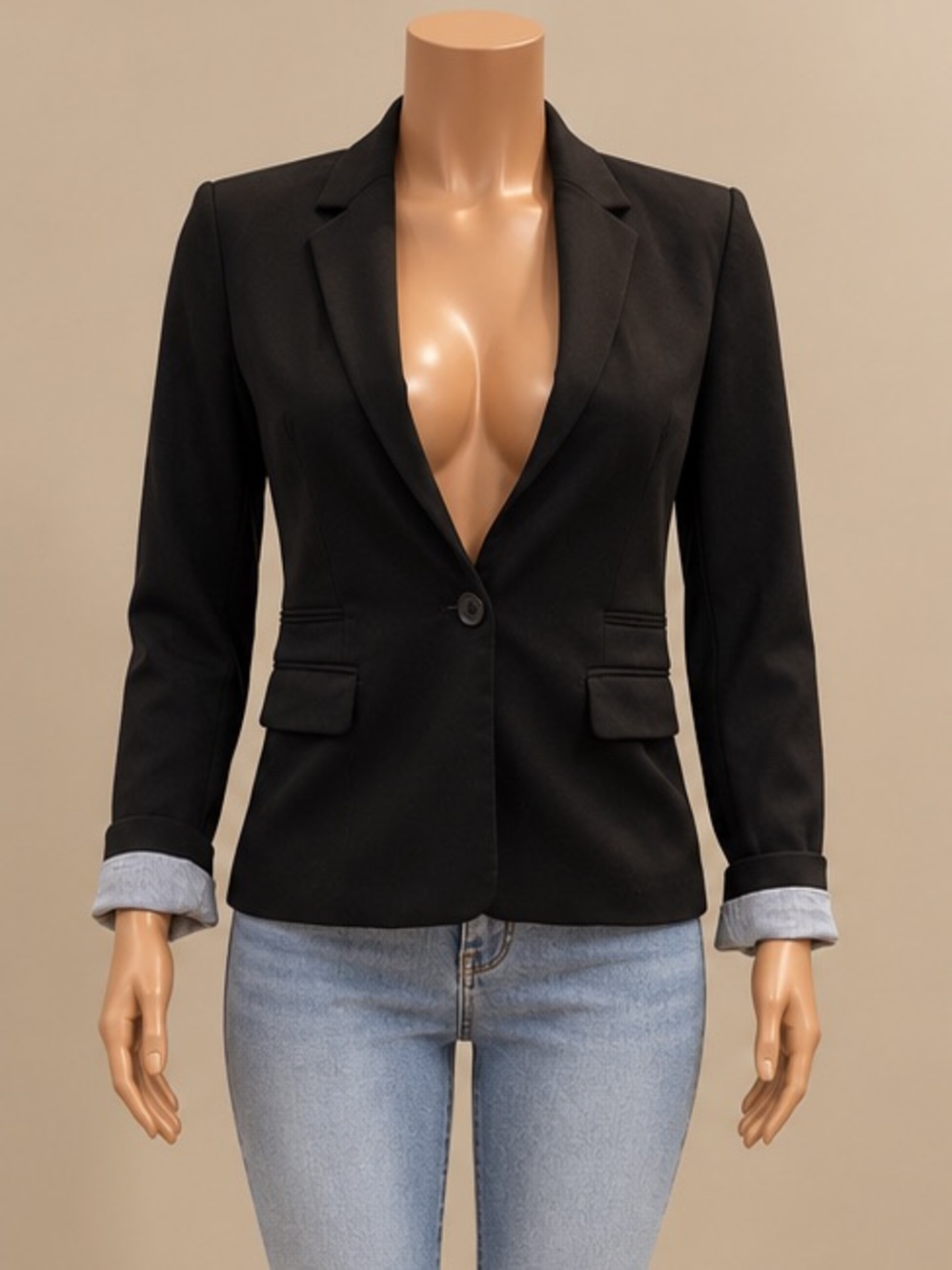 Express Black Wool Blend Thick Tailored Blazer Jacket Size 0/2